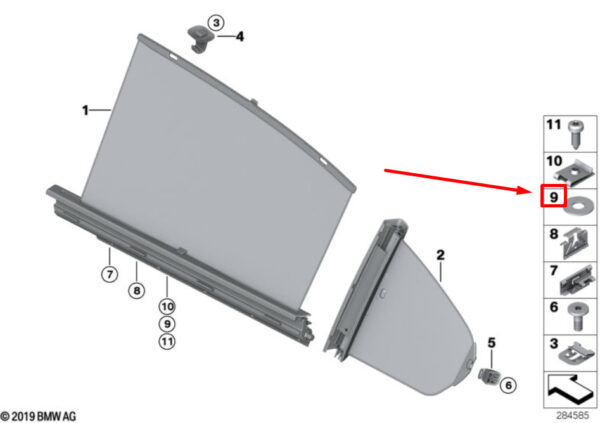 07119903678 - NEW BMW 3 F30 REAR DOOR SUN VISOR ADJUSTING DISC 9903678 07119903678