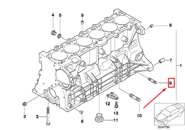 07129908132 - NEW BMW X5 E53 ENGINE STUDS 07129908132 9908132 ORIGINAL