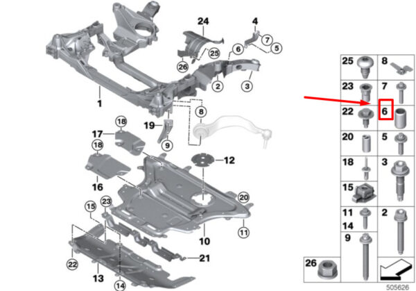 07129908514 - NEW BMW 5 TOURING G31 FRONTACH - THREAD CONNECTOR 07129908514 9908514 ORIGINAL