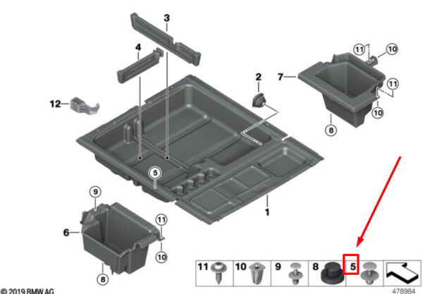 07142758497 - NEW BMW X3 F25 STORAGE COMPARTMENT SPREADING RIVET 2758497 07142758497 ORIGINAL