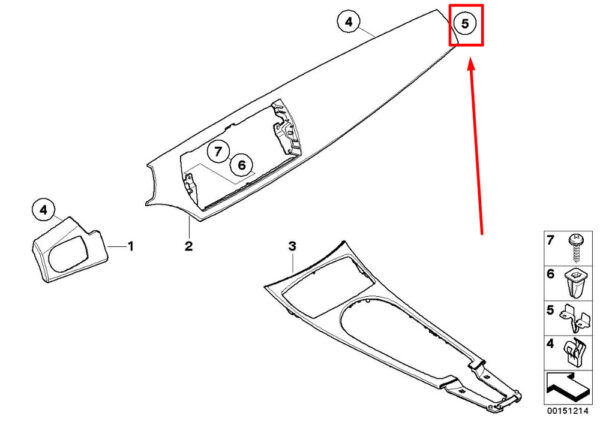 07147124761 - NEW BMW Z4 COUPE E86 CENTER CONSOLE TRIM CLAMP 07147124761 7124761 ORIGINAL