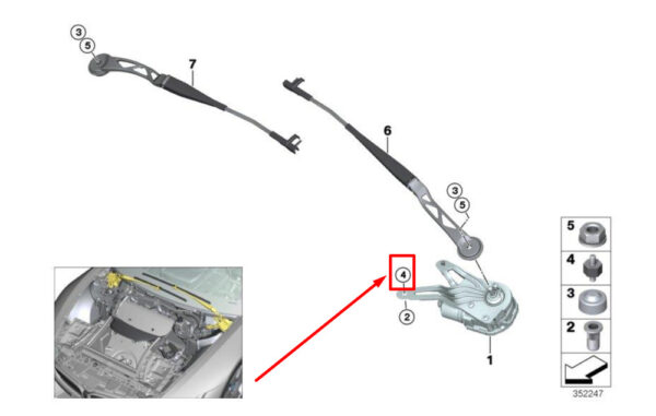 07147374196 - NEW BMW i8 I12 Single Wiper Rubber Bearing 7374196 07147374196 OEM
