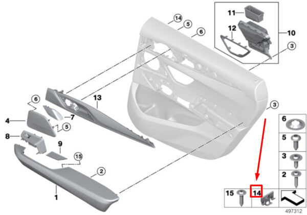 07147489151 - BMW 6 Gran Turismo G32 door clamp 7489151 07147489151 NEW ORIGINAL