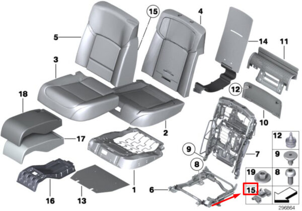 07149175467 - NEW BMW 7 F01, F02 REAR SEAT COLUMN MOUNT 91757467 07149175567 ORIGINAL