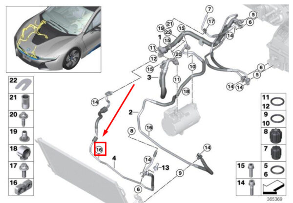 07149307880 - NEW BMW I8 I12 COOLANT LINES DOUBLE CLIP 07149307880 9307880 ORIGINAL