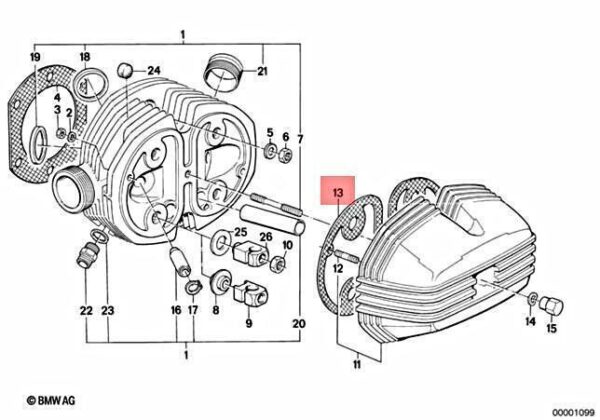 11121338426 - Genuine BMW R 24 R 50 R 60 R 100 Gasket 11121338426