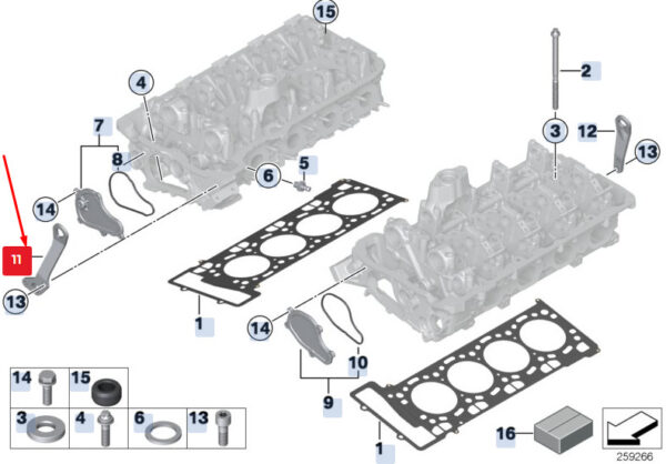 11127603414 - BMW X5 F15 engine cylinder head shackle 11127603414 7603414 NEW ORIGINAL
