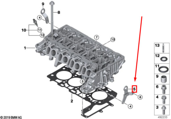 11127812885 - NEW BMW 3 TOURING G21 ENGINE CYLINDER HEAD LOOP 7812885 11127812885 ORIGINAL