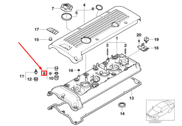 11127838075 - NEW BMW 3 CABRIO E46 ENGINE VALVE COVER CAP NUT 11127838075 7838075 ORIGINAL