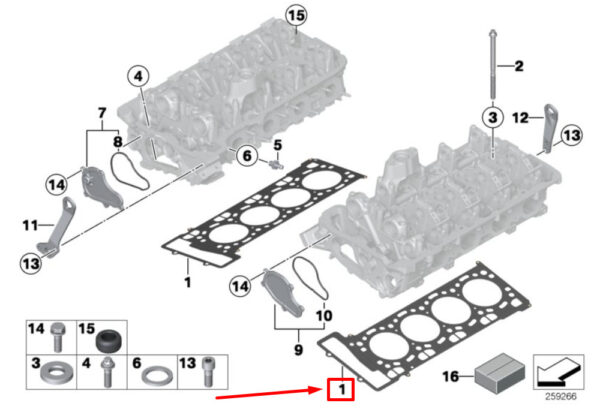 11128008118 - NEW BMW 5 F10 CYLINDER HEAD GASKET 11128008118 8008118 13-18 ORIGINAL