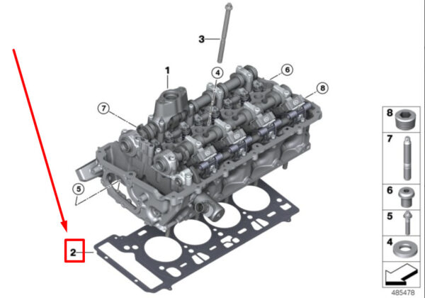 11128481596 - NEW BMW 5 G30 CYLINDER HEAD GASKET 8481596 11128481596 ORIGINAL