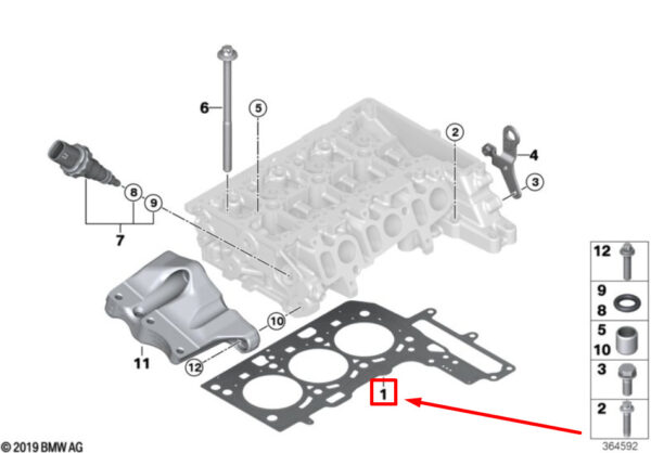 11128511227 - MINI COOPER F55 cylinder head gasket 11128511227 8511227 NEW ORIGINAL