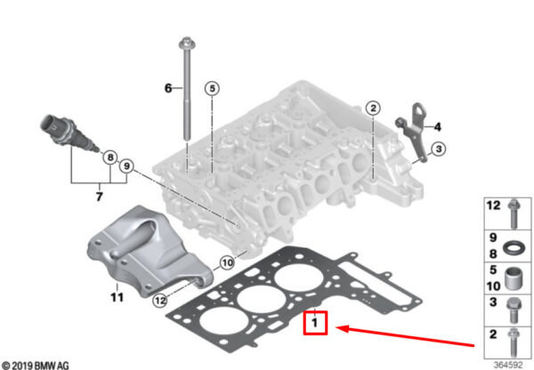 11128511229 - MINI COOPER F55 cylinder head gasket 8511229 11128511229 NEW ORIGINAL