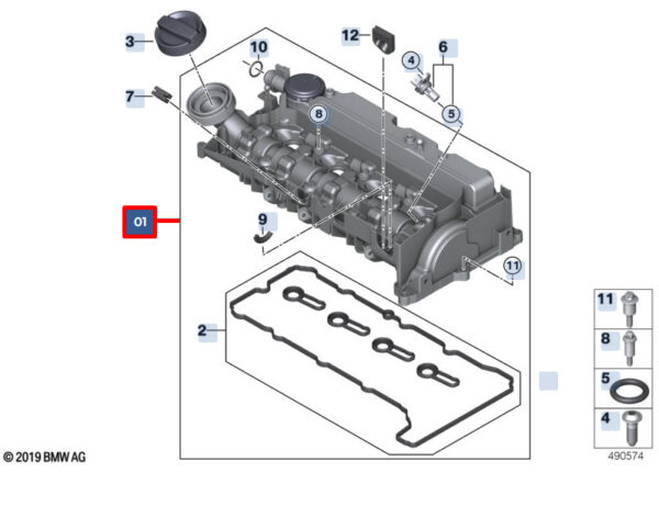 11128579962 - BMW 6 Gran Turismo G32 cylinder head valve cover 11128579962 8579962 new