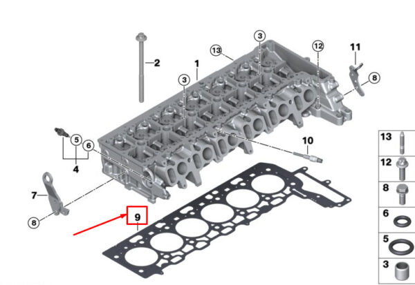 11128589107 - BMW 8 convertible G14 engine cylinder head gasket 11128589107 NEW ORIGINAL