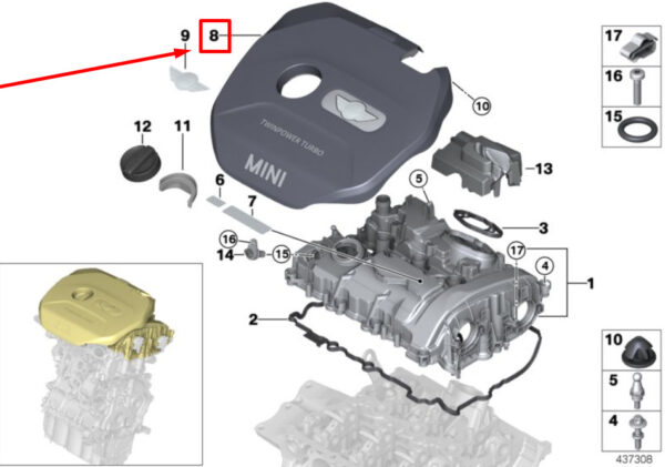 11128601635 - MINI COUNTRYMAN F60 Engine Acoustic Cover 8601635 11128601635 NEW ORIGINAL