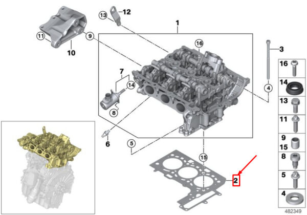 11128627106 - MINI COUNTRYMAN F60 ENGINE CYLINDER HEAD GASKET 11128627106 8627106 NEW GENUINE