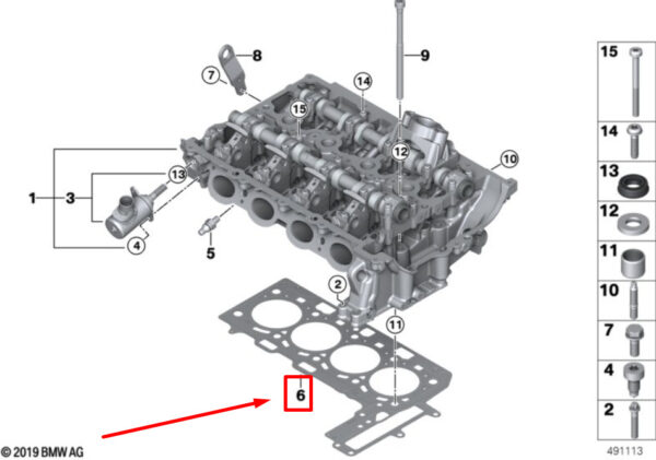 11128627107 - MINI COOPER F55 engine cylinder head gasket 8627107 11128627107 NEW ORIGINAL