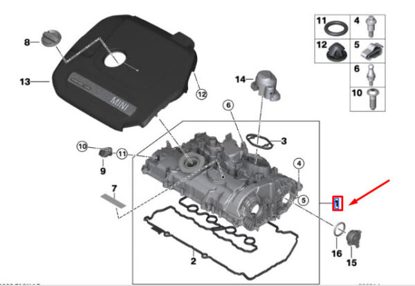 11129452895 - Mini Cooper F56 Cylinder Head Cover 11129452895, Genuine Part
