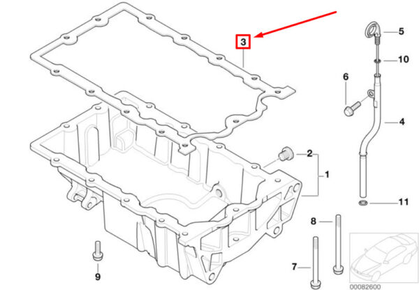 11131487221 - NEW MINI COOPER R50 ENGINE OIL PAN SEAL 11131487221 ORIGINAL