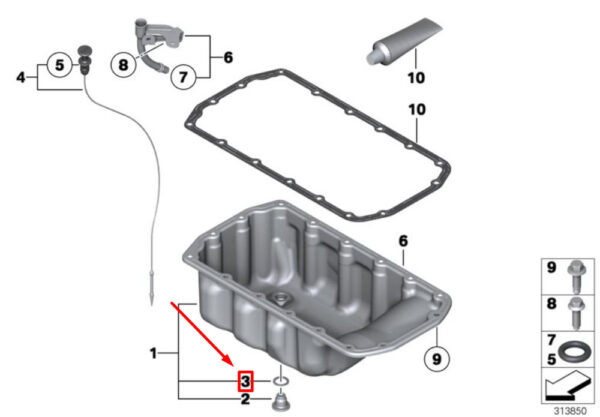 11137546275 - MINI CONVERTIBLE R57 engine oil drain screw gasket 7546275 11137546275 NEW REAL