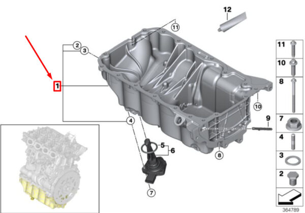 11138590017 - NEW OEM MINI CLUBMAN F54 ENGINE OIL PAN 11138590017 GENUINE
