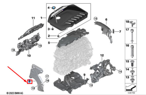 11148596407 - BMW 4 Convertible G23 Front Engine Acoustic Cover 11148596407 NEW Genuine