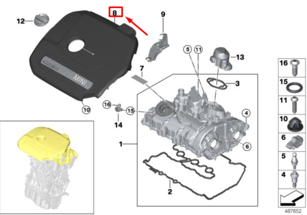 11148632412 - MINI CLUBMAN F54 engine cover 11148632412 8632412 NEW ORIGINAL