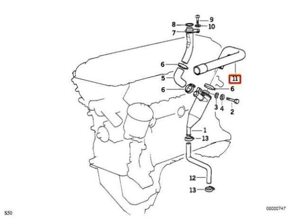 11151401544 - BMW E36 Original 11151401544 Vent Tube