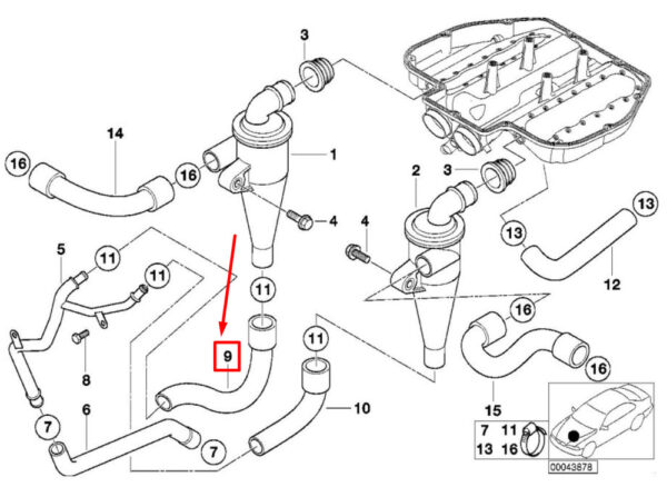 11151407344 - BMW Z8 Roadster E52 engine oil separator hose 1407344 11151407344 NEW ORIGINAL