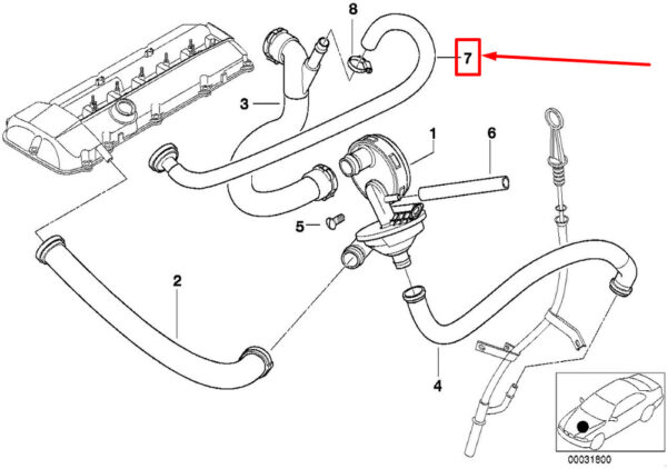 11157520035 - BMW 3 E46 ventilator return hose 7520035 11157520035 NEW ORIGINAL