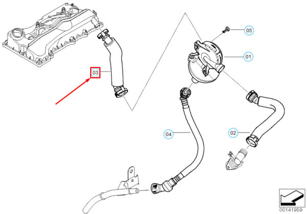 11157542633 - NEW BMW 1 E87 CRANKCASE BREATHER HOSE 11157542633 ORIGINAL