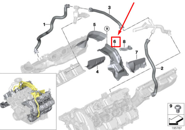 11157589998 - BMW X6 E71 upper cylinder top heat protection 11157589998 7589998 NEW ORIGINAL