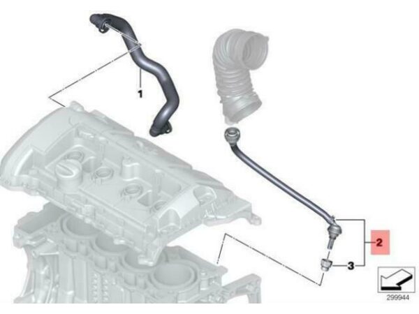 11157632332 - OEM BMW R55N R56N R57N R58 R59 CRANKCASE VENTILATION PIPE 11157632332 GENUINE
