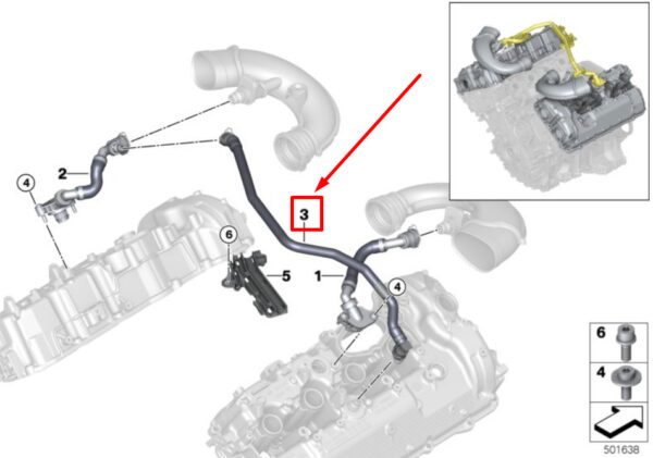 11158698796 - NEW BMW 5 G30 CRANKCASE VENTILATION INTAKE PIPE 11158698796 8698796 ORIGINAL