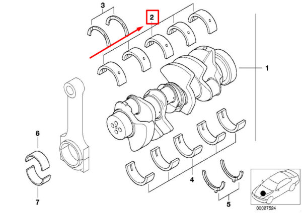 11211725919 - NEW BMW Z8 E52 ENGINE CRANKSHAFT MAIN BEARING 1725919 11211725919 ORIGINAL