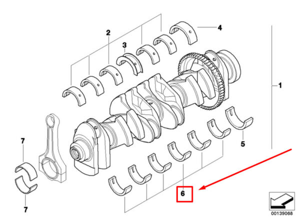 11217512511 - New BMW Z4 Coupe E86 Crankshaft Bearing Shell 11217512511 7512511