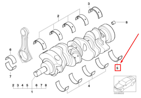 11217532955 - BMW 6 E63 Crankshaft Bearing Shell 11217532955 7532955 NEW GENUINE