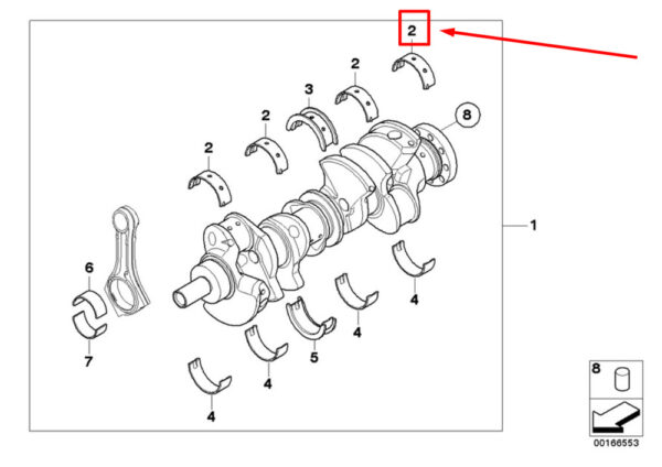 11217576758 - NEW BMW X5 E70 ENGINE CRANKSHAFT MAIN BEARING 7576758 11217576758