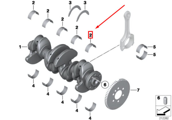 11217585454 - New MINI CONVERTIBLE R57 Upper Crankshaft Main Bearing Shell 11217585454 Genuine