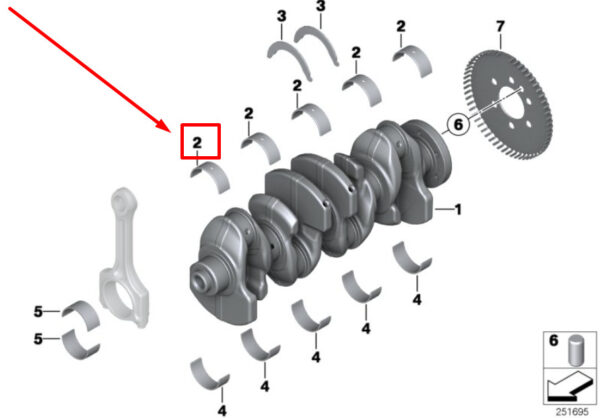 11217585455 - BMW 3 F30 engine crankshaft main bearing 11217585455 7585455 NEW original