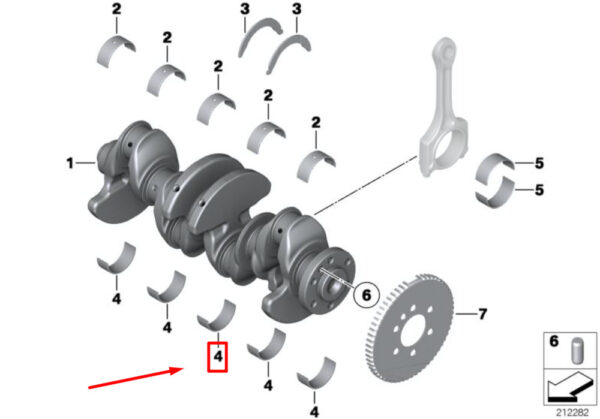 11217585458 - New MINI CONVERTIBLE R57 Engine Crankshaft Main Bearing Shell 11217585458 Genuine