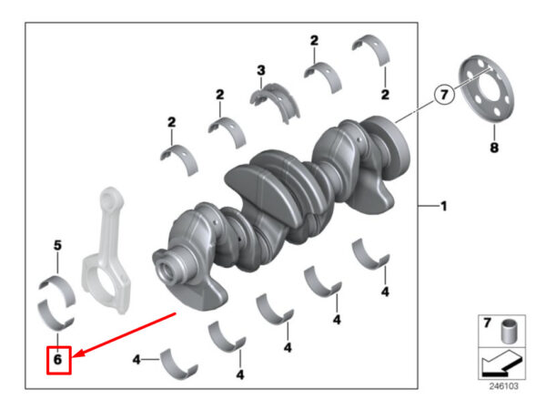 11217598963 - NEW BMW 2 COUPE F22, F87 CRANKSHAFT BEARING SHELL 7598963 11217598963 ORIGINAL