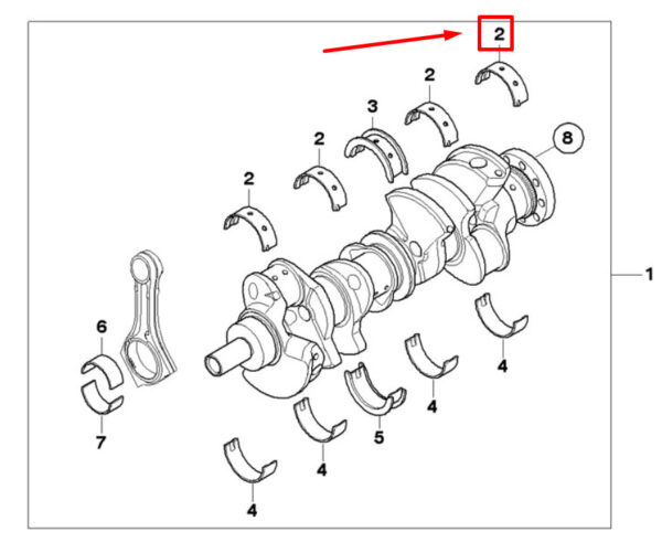 11217604923 - BMW 5 F10 engine crankshaft main bearing 7604923 11217604923 NEW ORIGINAL