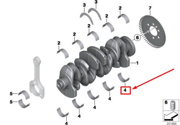 11217605502 - NEW BMW 3 F30 ENGINE CRANKSHAFT CRANK MAIN BEARING 11217605502 7605502 GENUINE