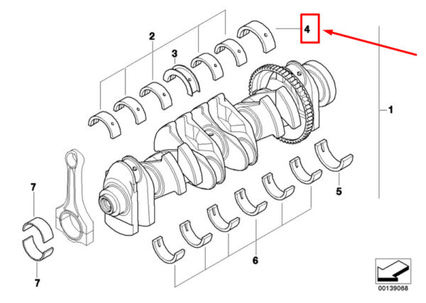 11217627029 - NEW BMW X3 E83 CRANKSHAFT BEARING SHELL 11217627029 7627029 ORIGINAL