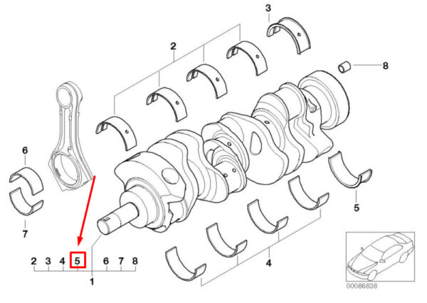 11217841605 - BMW 3 Convertible E93 Engine Crankshaft Main Bearing 7841605 11217841605 NEW GENUINE