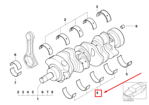 11217841618 - NEW BMW 5 E60 CRANKSHAFT BEARING SHELL 11217841618 7841618 ORIGINAL