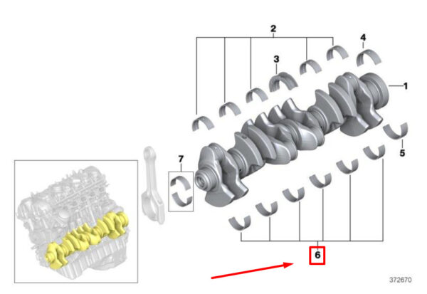 11217849238 - BMW 3 F30, F80 Engine Crankshaft Main Bearing 11217849238 7849238 NEW GENUINE
