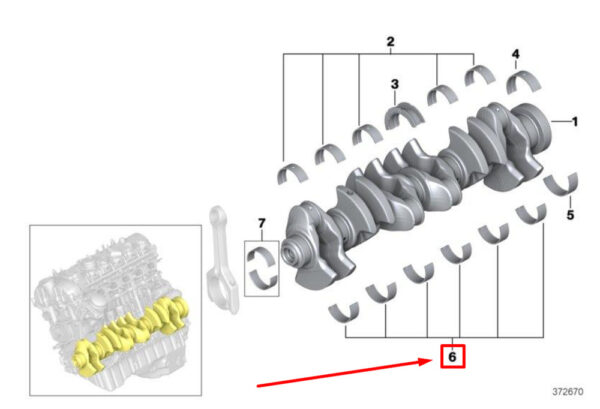 11217849239 - BMW 2 Coupe F22, F87 crankshaft bearing shell 7849239 11217849239 NEW ORIGINAL